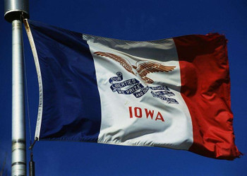 Container Shipping To Hawaii & From Hawaii 2 Iowa state flag waving against a clear blue sky.