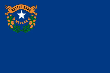 Nevada state flag featuring a blue field with a star and sagebrush emblem.