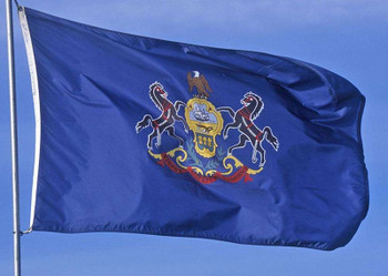 Container Shipping to the Big Island 2 The Pennsylvania state flag waving against the sky.